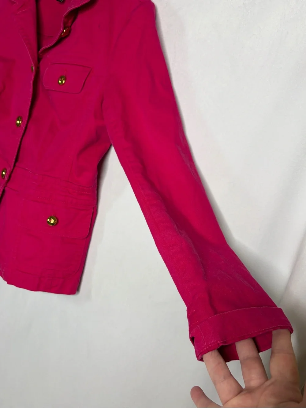 Women's Size 6 Red Jean Jacket Talbots Gold Buttons Unlined